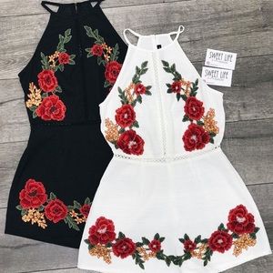 Black Floral romper